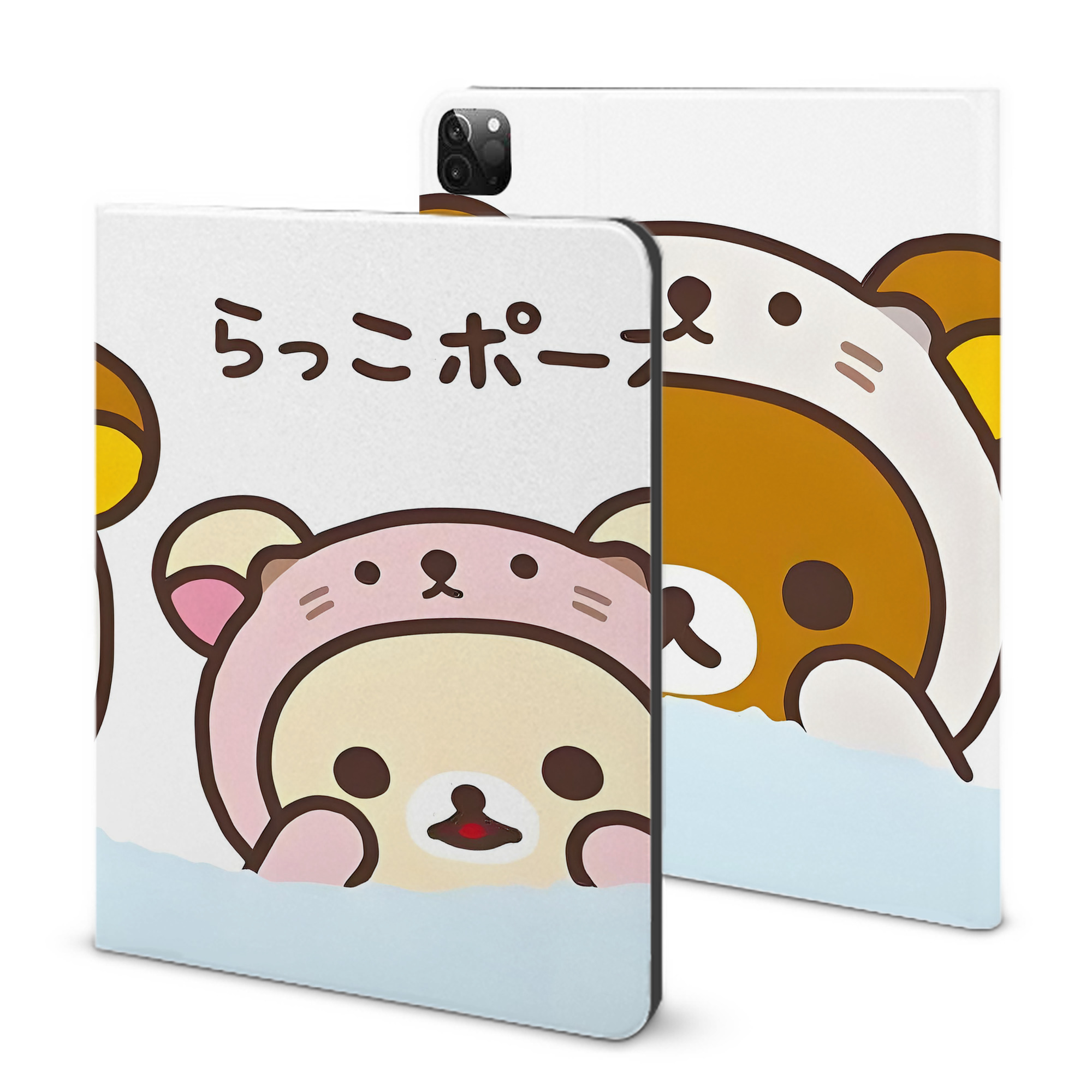 （画像用） リラックマ リラックマ キイロイトリ Rilakkuma Korilakkuma Kiiroitori IPadケース ペンホルダー付き ブックスタイルデザイン